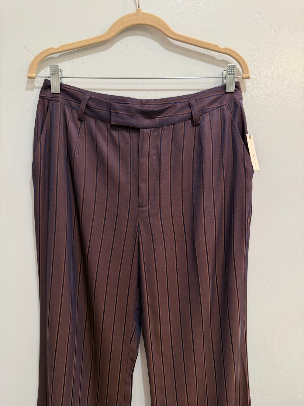 Anthropologie Maeve Cocktail Hour Stripe Suiting Trouser Pants Purple Brown Sz 6 - Picture 8 of 13